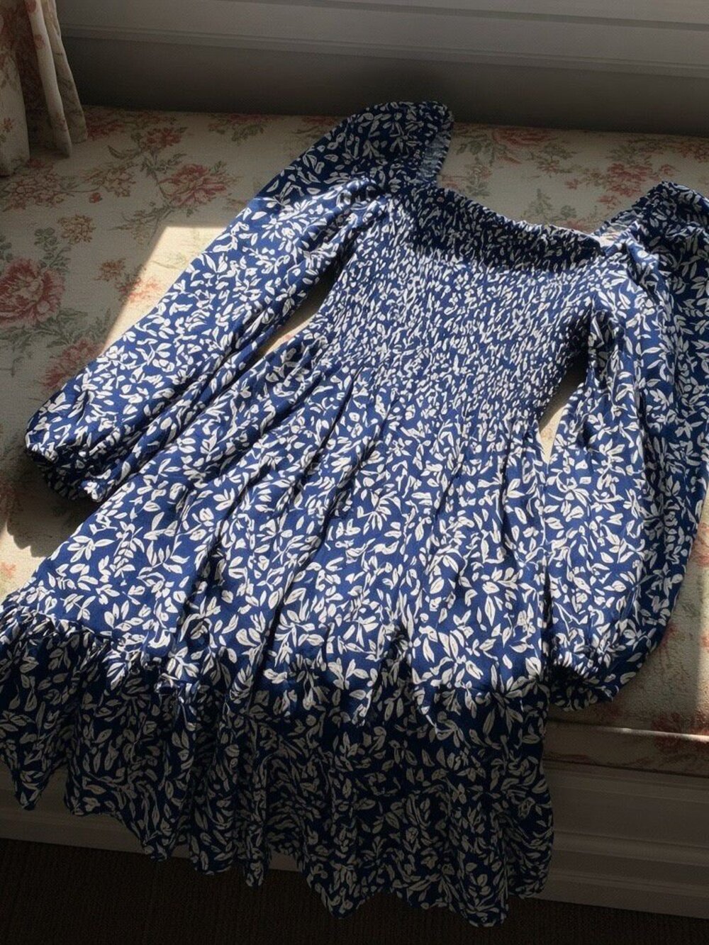 Casual Long Sleeve Square Neck Ruffle Midi Dress